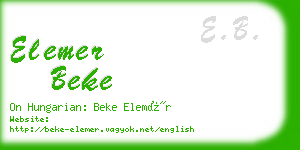 elemer beke business card